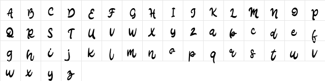 Alrte FREE Regular  glyph index