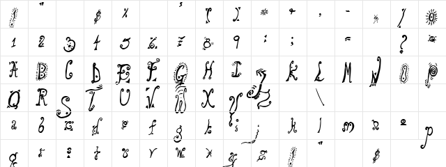 Kursiv Regular  glyph index