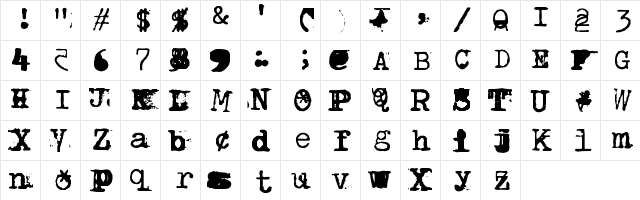 New Regular  glyph index