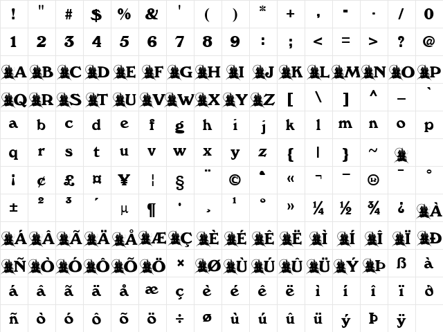 SpookyHouse Becker Normal  glyph index