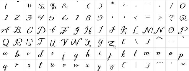 viktoria Regular  glyph index
