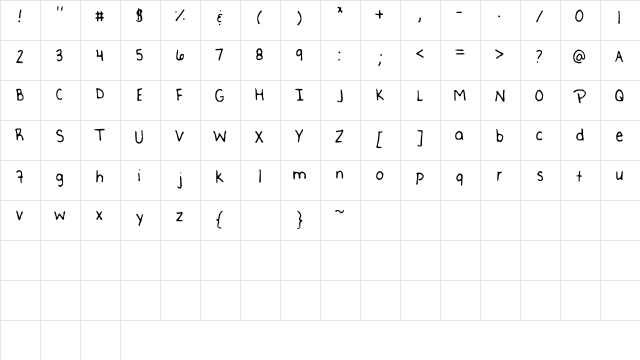 Infinity Medium  glyph index
