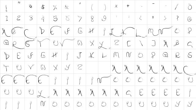 My Leaf Regular  glyph index