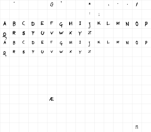 Red Pen Society Regular  glyph index