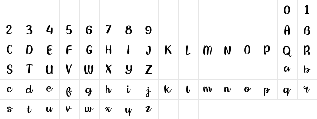 Zanzibar Regular  glyph index