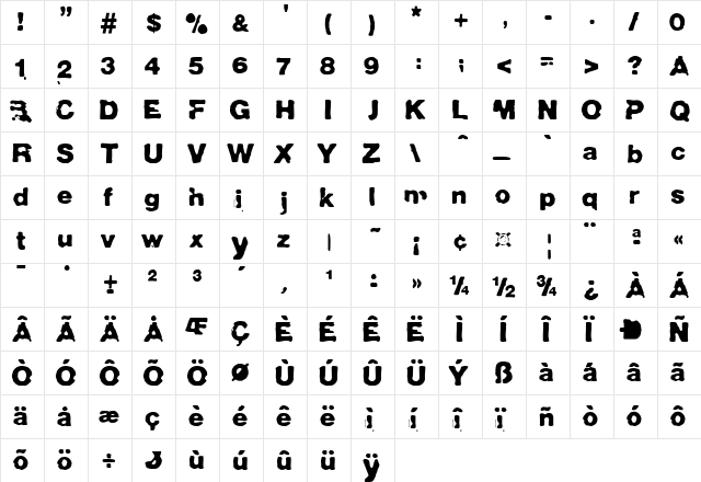 BlueNorma Regular  glyph index