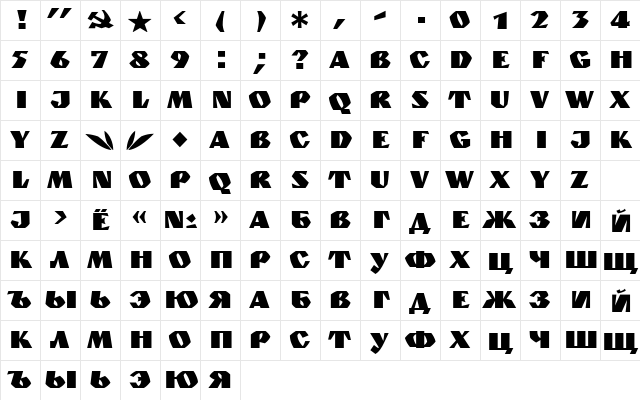 GranitC Normal  glyph index