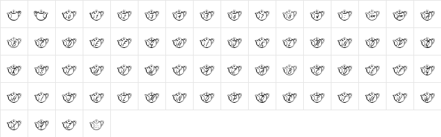 KR Tea Time Regular  glyph index