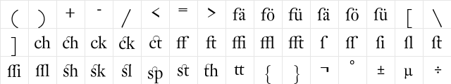 DTL Fleischmann Display Regular  glyph index