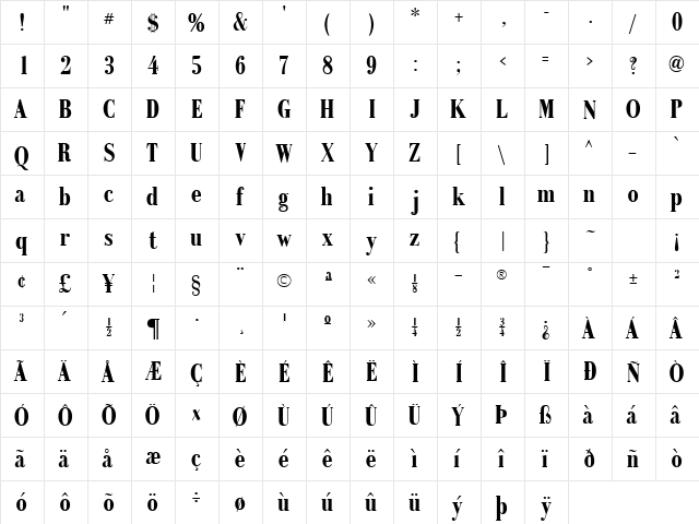 RecitalSSK Bold  glyph index