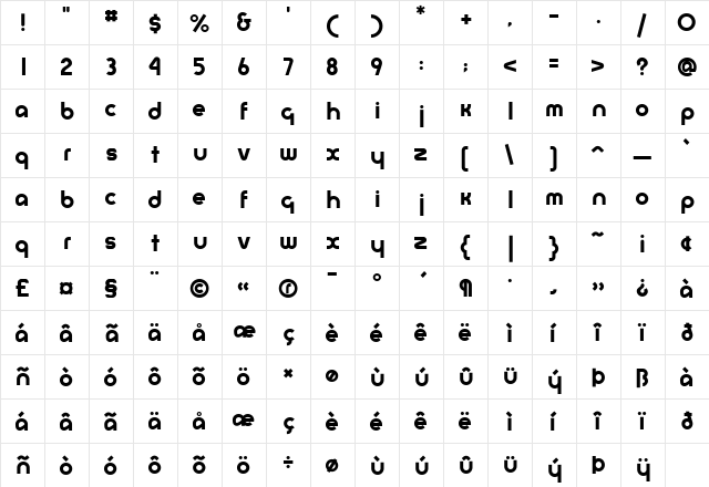 P22Bayer Regular  glyph index