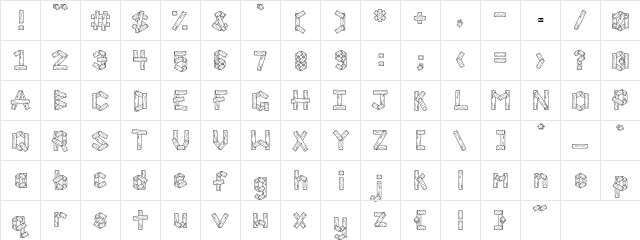 PC Scrap Wood Regular  glyph index