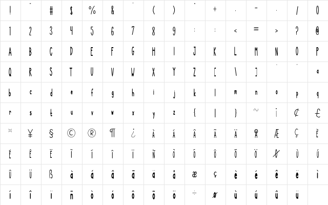 NEW DIVIDE Regular  glyph index