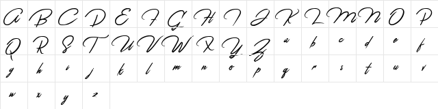 Jefinian Script Regular  glyph index