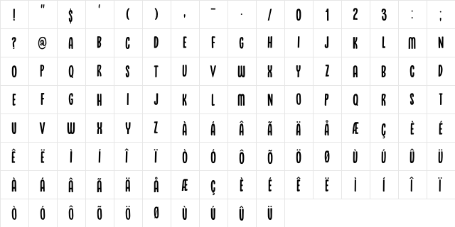 Brouwerij DEMO Regular  glyph index