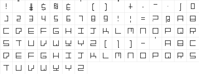 Granite Postmodern Regular  glyph index