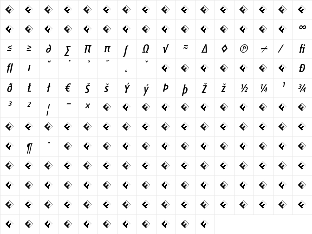 DaxCondensed-MediumItalicExp Italic  glyph index