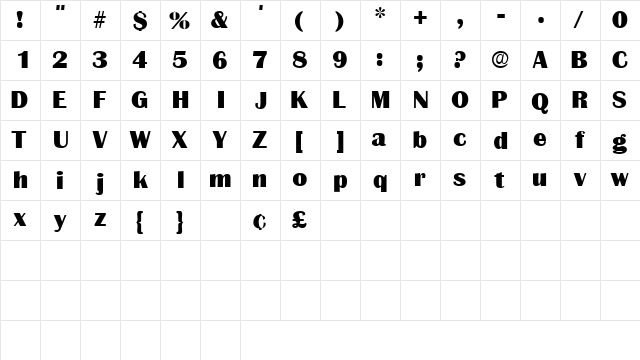 BurinSSK Regular  glyph index