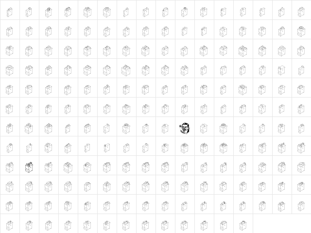 LeadTypeRight Regular  glyph index