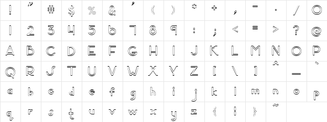 PC Borders Regular  glyph index