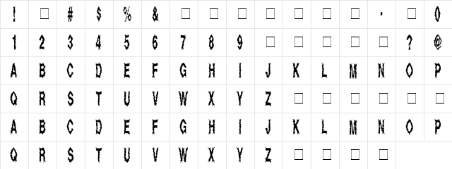 Dead Alive Regular  glyph index