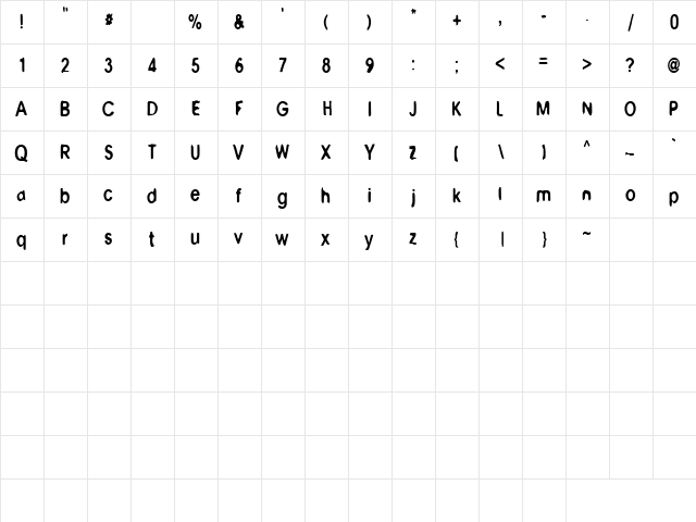 M6 Bold  glyph index