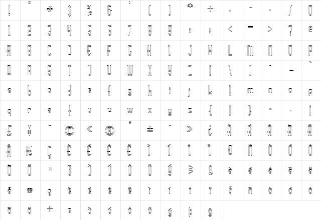 FZ BASIC 44 HOLLOW Bold  glyph index