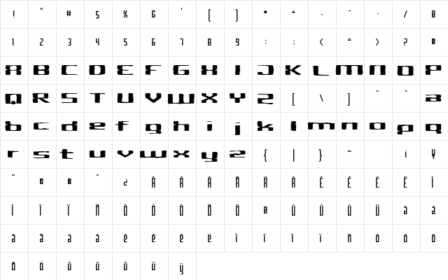 CriminalHand Extended  glyph index