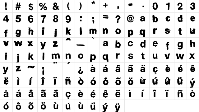 FD Helwoodica Regular  glyph index