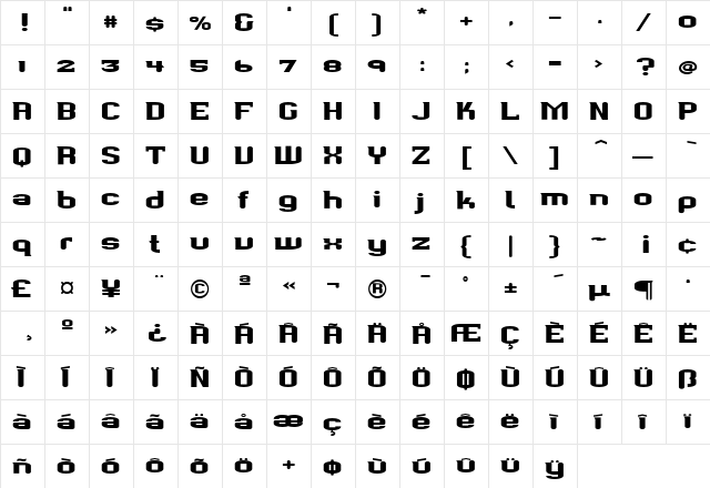 Werkman Medium  glyph index