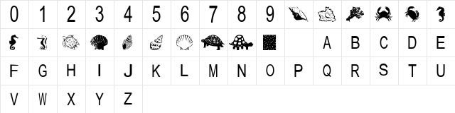 tungfont shell Regular  glyph index