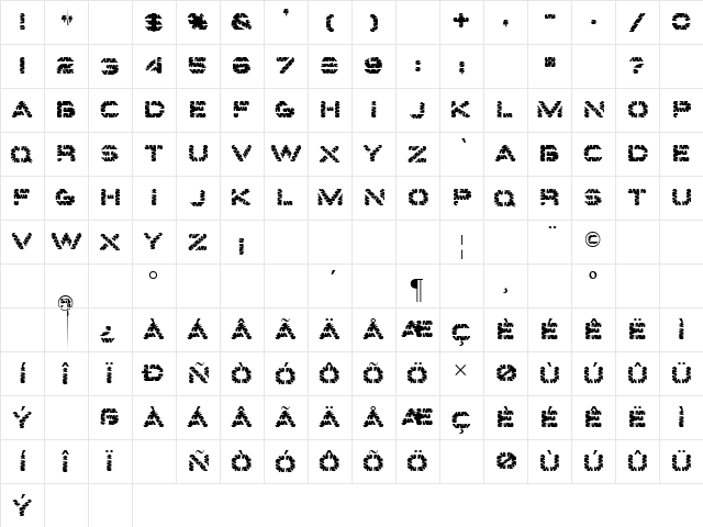 Edgewater Regular  glyph index