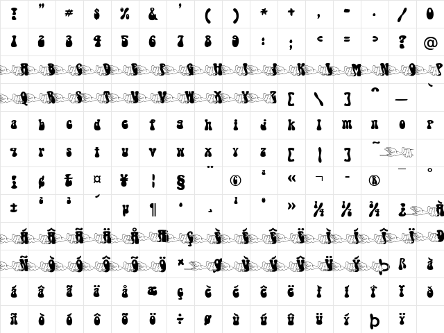 BabyStork Becker Normal  glyph index