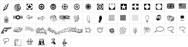P22 Pop Art Extras  glyph index