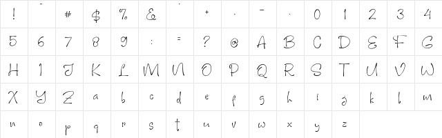 Pinky Cat Regular  glyph index