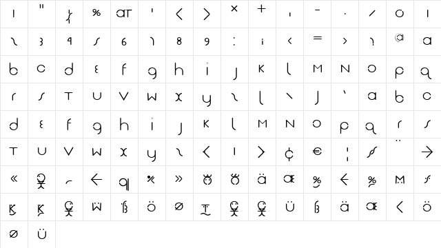 NearJanTschich Regular  glyph index