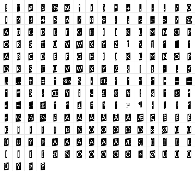 a_AlgidusCmUp Regular  glyph index