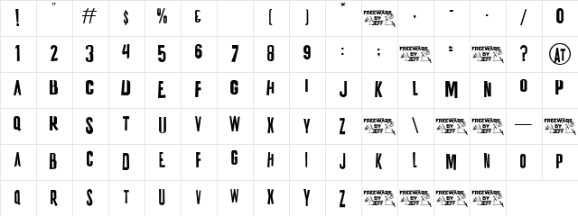 K.P. Duty JL Regular  glyph index