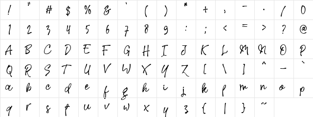 Rose Colored Regular  glyph index