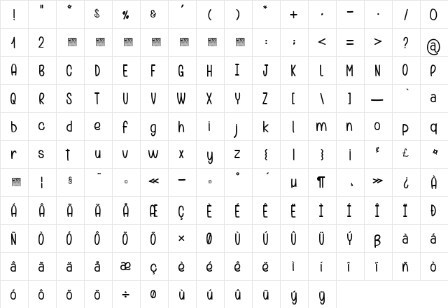 Pickle Juice_PersonalUseOnly Regular  glyph index
