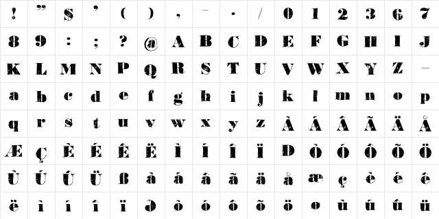 Element 120 DEMO Regular  glyph index