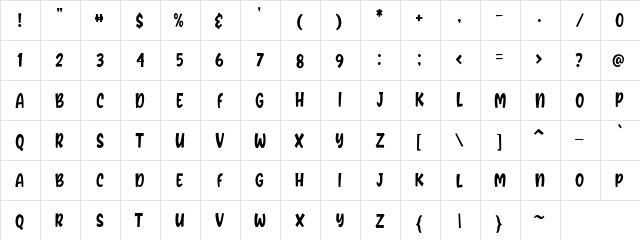 Biber Bread Regular  glyph index
