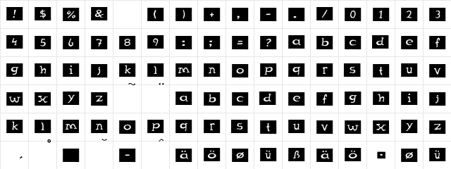 Mex Regular  glyph index