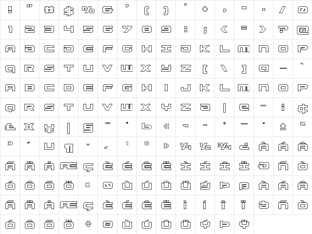 Gunship Outline Outline  glyph index