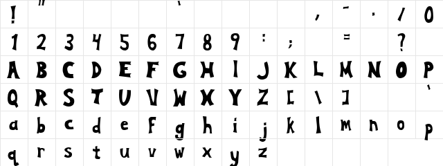 Crazt Allan Regular  glyph index
