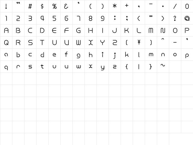MW SMART Regular  glyph index