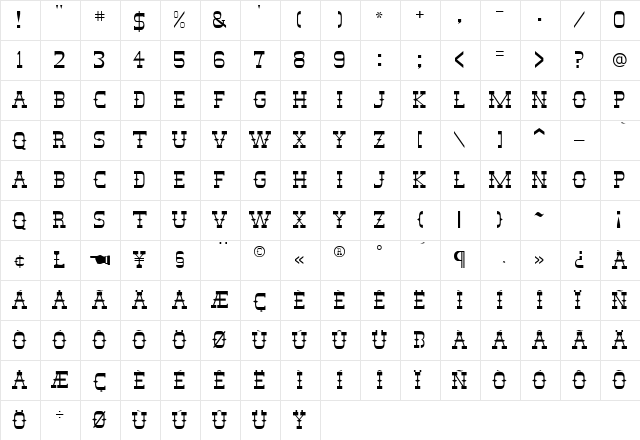 Destiny Regular  glyph index