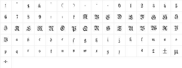 Uechi Regular  glyph index