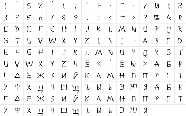 China Regular  glyph index