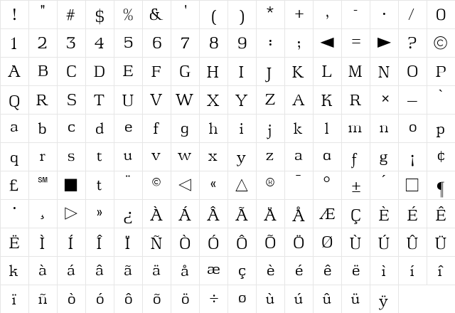 CgJasper Medium  glyph index